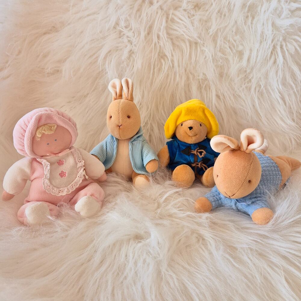 Vintage Eden Peter Rabbit Paddington Bear Baby Doll Plush Lot of 4